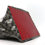 Crystal Monogram Large Web Handle Bucket Tote Red