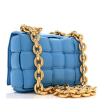 Lambskin Maxi Intreccio Padded Chain Cassette Crossbody Bag Swimming Pool