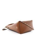Calfskin Rockstud Wispy Bucket Bag Tobacco