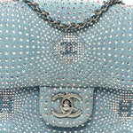 Denim Strass Evening Flap Bag Blue