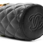Lambskin Quilted Mini Crown Box Bag Black