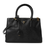 Saffiano Small Galleria Double Zip Tote Black