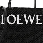 Raffia Calfskin Standard A4 Tote Bag Black