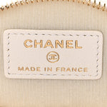 Lambskin Quilted Round Small Vanity Case With Chain White Black