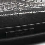 Calfskin Crocodile Embossed Medium Classic Monogram Cassandra Top Handle Fog