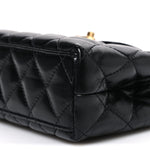 Shiny Aged Calfskin Quilted Nano Kelly Shopper Black
