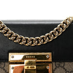 GG Supreme Monogram Calfskin Small Padlock Shoulder Bag Beige Black Cuir