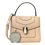 Calfskin Serpenti Forever Top Handle Beige Green