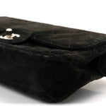 Velvet Quilted Flap Backpack Black