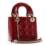 Patent Cannage Mini Lady Dior Red