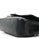 Caviar Quilted Medium Double Flap Black