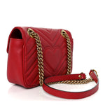 Calfskin Matelasse Mini GG Marmont Shoulder Bag Hibiscus Red