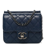 Lambskin Quilted Mini Crossing Times Flap Blue