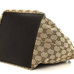 GG Monogram Small Web Handle Bucket Tote Dark Brown