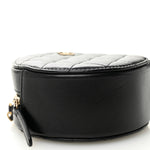 Lambskin Quilted Round Clutch With Chain Black