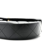 Shiny Aged Calfskin Quilted Top Handle Clutch With Chain Black