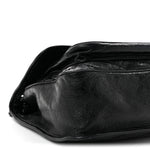 Crinkled Calfskin Matelasse Monogram Medium Niki Chain Satchel Black