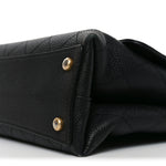 Caviar Diamond Stitched Top Handle Flap Black
