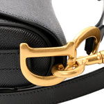 Grained Calfskin Saddle Bag With Strap Black