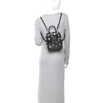 Calfskin Flower Lockme Mini Backpack Black Multicolor