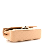 Caviar Quilted Medium Double Flap Beige