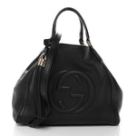 Pebbled Calfskin Small Soho Shoulder Bag Black