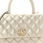 Metallic Aged Calfskin Quilted Mini Coco Handle Flap Gold