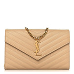 Grain De Poudre Matelasse Chevron Monogram Chain Wallet Nude Powder