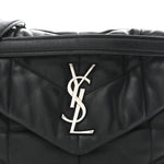 Lambskin Quilted Small Loulou Puffer Monogram Chain Satchel Black