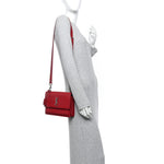Grained Calfskin Medium Monogram Sunset Satchel Red