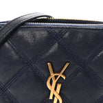 Grained Lambskin Quilted Mini Becky Double Zip Bag Blue Charron