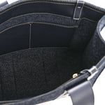 Felt Shiny Calfskin Medium Woody Ribbon Tote Obscure Navy