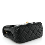 Lambskin Quilted Mini Pearl Crush Flap Black