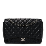 Lambskin Quilted Maxi Single Flap Black