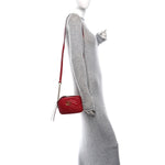Calfskin Matelasse Mini GG Marmont Chain Shoulder Bag Hibiscus Red