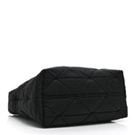 Re-Nylon Nappa Triangle Quilted Padded Medium Double Handled Zip Tote Black