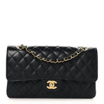 Caviar Quilted Medium Double Flap Black
