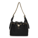 Braided Raffia Calfskin Small Chanel 25 Handbag Black White