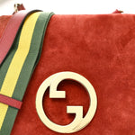 Suede Talco Roxy Calfskin Web Medium Blondie Shoulder Flap Bag Blondie Red