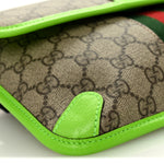 GG Supreme Monogram Web Small Ophidia Belt Bag Beige Ebony Electric Green