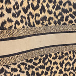 Canvas Mizza Embroidered Large Leopard Book Tote Beige