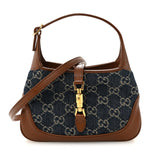 New Denim GG Monogram Calfskin Mini Jackie 1961 Hobo Blue Tea Cuir