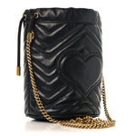 Calfskin Matelasse Mini GG Marmont 2.0 Bucket Bag Black