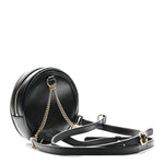 Grained Calfskin Web Mini Ophidia Round Shoulder Bag Black