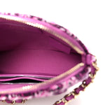 Tweed Quilted Mini Clutch With Chain Purple