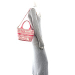 Canvas Embroidered Dioriviera Toile De Jouy Panier Chapeau Tote Peony Pink
