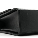 Grained Calfskin Quilted Medium Label Click Flap Bag Black