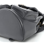 Shiny Caviar Quilted Small Duma Pockets Drawstring Backpack Grey