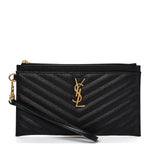Grain De Poudre Chevron Monogram Large Bill Pouch Black