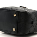 Calfskin Stitched Covered CC Camera Case Bag Black